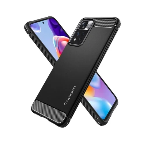 Telefontok Xiaomi Redmi Note 11 Pro+ - SPIGEN Rugged Armor - fekete hátlap tok