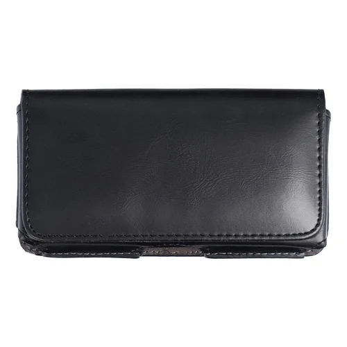 Telefontok: Forcell Classic - fekete övre erősíthető ökobőr tok (13,8X7X1,3 cm)