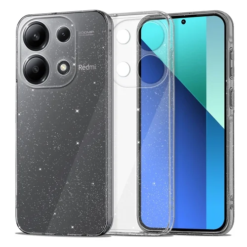 Telefontok Xiaomi Redmi Note 13 4G / LTE - Glitter - átlátszó csillámos hátlap tok, szilikon kerettel
