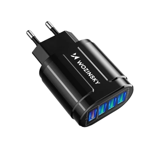 Wozinsky WCUAB Hálózati töltő - 4 USB porttal, hálózati gyors töltő, fekete, 48W