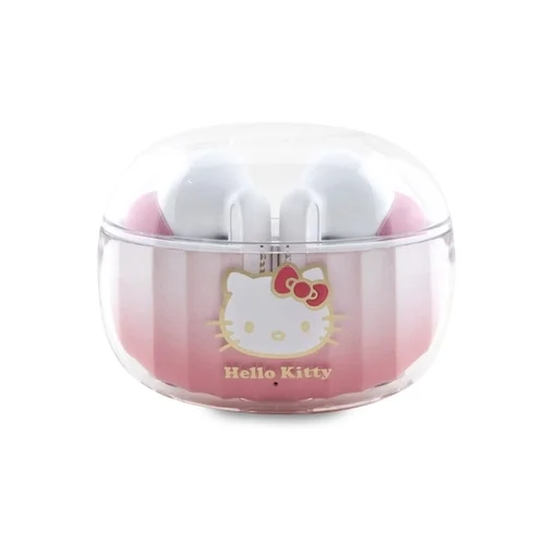 Headsett: Hello Kitty - átlátszó/pink vezeték nélküli stereo bluetooth headset, töltőtokkal