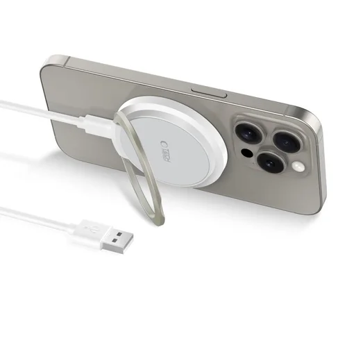 TECH-PROTECT QI15W-A33 - MagSafe kompatibilis vezeték nélküli töltő és kitámasztó, fehér
