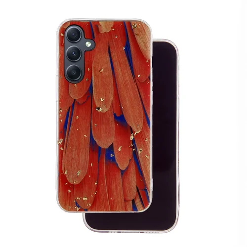 Samsung Galaxy A55 5G telefontok - Gold Glam Orange - mintás műanyag hátlap tok, szilikon kerettel