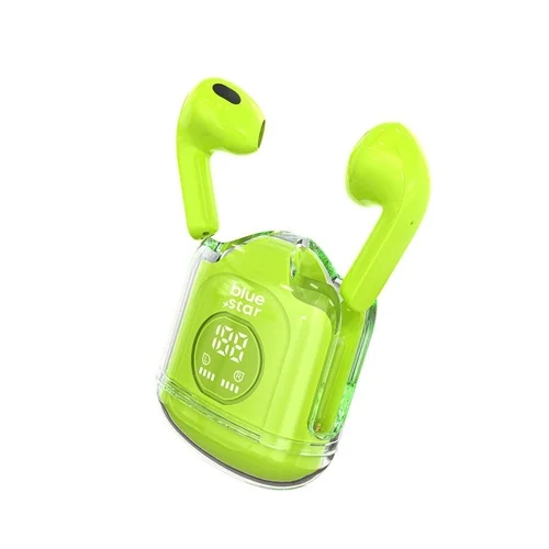 Bluestar TWS Mini Fi22 headset - átlátszó / zöld bluetooth headset, töltő tokkal ﻿