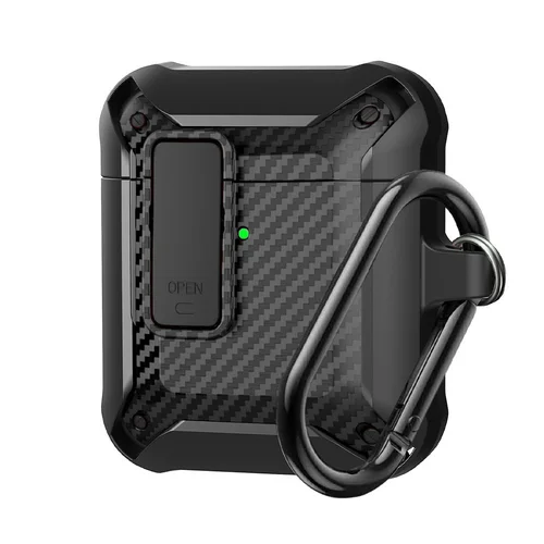 AirPods 1/2 tartó - Nitro fekete, karabinerrel