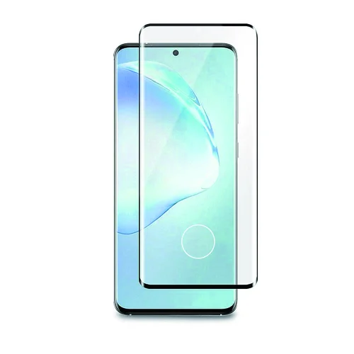 Üvegfólia Samsung Galaxy S10+ (S10 Plus) - 5D full glue, super kemény tokbarát fólia fekete kerettel (az íves részre is ráhajlik, ujjlenyomat olvasónál kivágással)