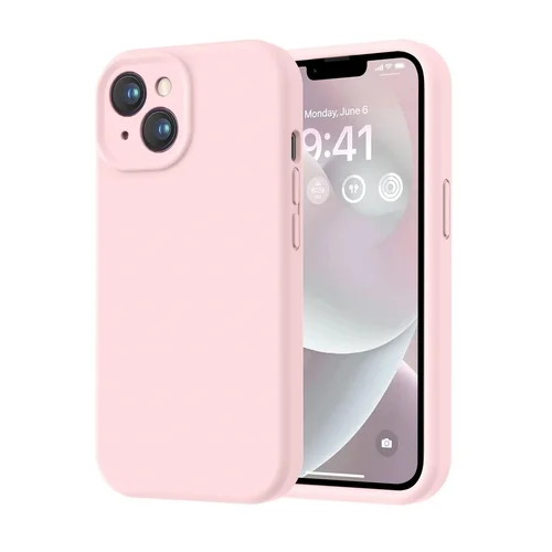 iPhone 15 Plus telefontok - PASTEL - púder pink szilikon hátlap tok