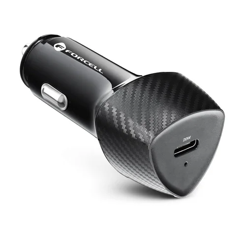 Forcell CC50 autós töltő - Type-C (USB-C) autós gyorstöltő, fekete, 20W