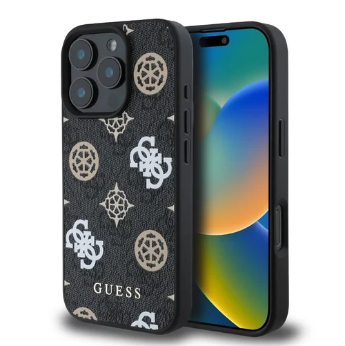 Telefontok iPhone 16 Pro Max - Guess 4G Peony - MagSafe kompatibilis fekete hátlap tok