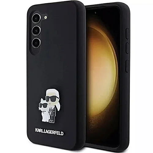 Samsung Galaxy S23 telefontok - Karl Lagerfeld Karl and Choupette - fekete szilikon hátlap tok