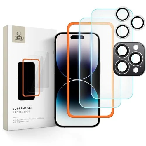 iPhone 16 Pro Max üvegfólia - TECH-PROTECT Supreme - 2 db üvegfólia + 1db kamera üvegfólia