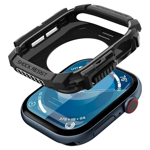 Apple Watch 10 (42 mm) okosóra tok - SPIGEN RUGGED ARMOR matt fekete szilikon tok