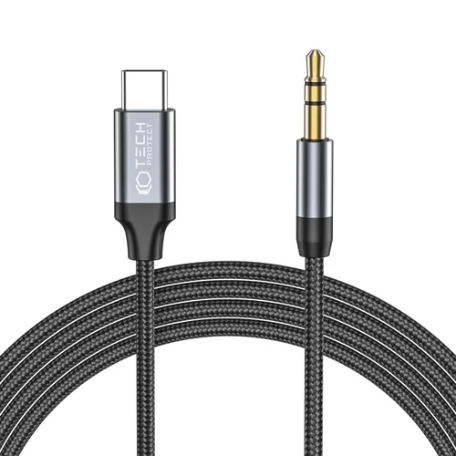 Adapter: TECH-PROTECT ULTRABOOST Type-C (USB-C) - Jack (3,5mm) adapter fekete, 1m