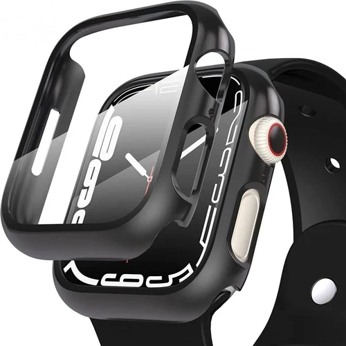 Fekete 360 fokos szilikon védő tok APPLE WATCH 10 (42mm) okosórához