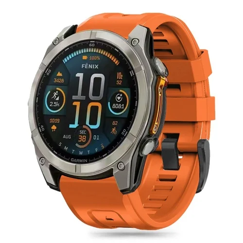 GARMIN FENIX 5X / 5X PLUS / 6X / 6X PRO / 7X / 8 (51 mm) okosóra szilikon szíj - TECH-PROTECT narancssárga szilikon szíj