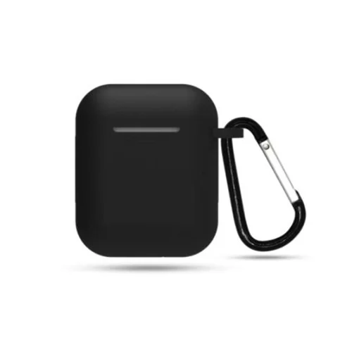 AirPods 4 tartó - fekete szilikon tok, karabinerrel
