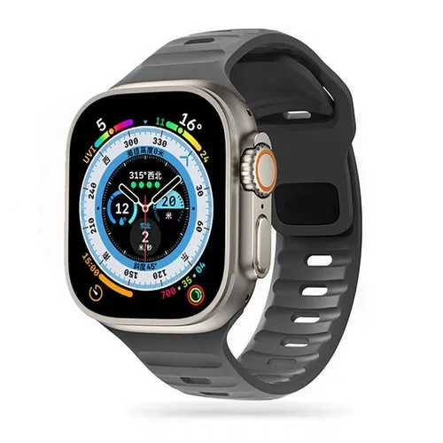 Apple Watch 6/7/8/9/10/SE/ULTRA 1/2 (44 / 45 / 46 / 49 mm) okosóra szíj - Tech- Protect IconBand Line - szürke szilikon szíj