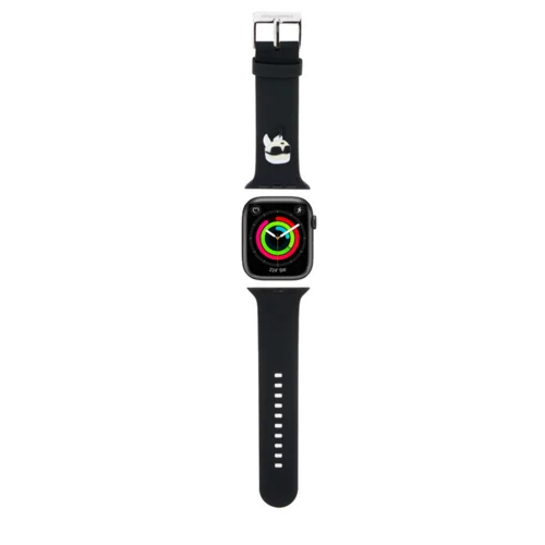 Apple Watch 6/7/8/9/10/SE/ULTRA 1/2 (42 / 44 / 45 / 46 / 49 mm) okosóra szíj - Karl Lagerfeld Karl Head NFT - fekete szilikon szíj