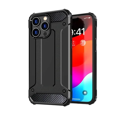 Telefontok iPhone 16 Pro - Defender II fekete ütésálló hátlap tok