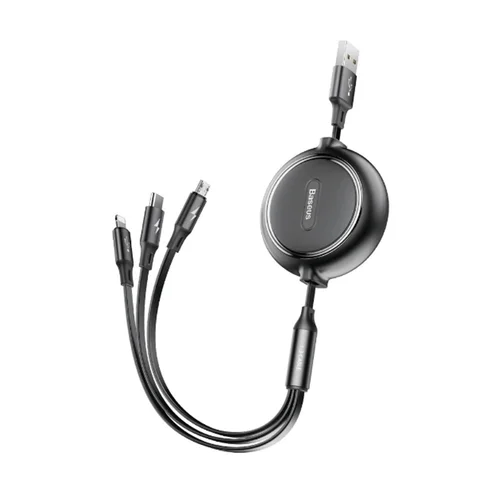 Baseus Golden Loop - 3in1 kábel - USB - Lightning / Type-C / MicroUSB fekete kábel 3,5A
