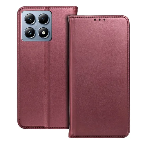 Xiaomi 14T Pro 5G telefontok - Smart Magnetic burgundy szilikon keretes mágneses könyvtok