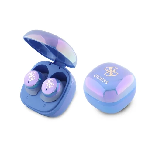 Guess 4G Logo Mini TWS headset - kék vezeték nélküli stereo bluetooth headset, töltőtokkal