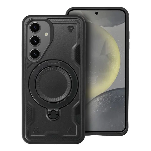 Samsung Galaxy A55 5G telefontok - FROST ARMOR fekete szilikon tok, kitámasztó ujjgyűrűvel