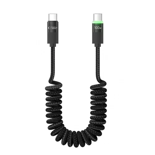 Tech- Protect UB20T - Type-C (USB-C) / Type-C (USB-C) fekete szövet kábel, 180cm, 100W/5A