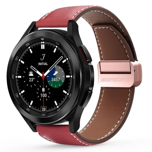 Samsung Galaxy Watch 4 (40 / 42 / 44 / 46 mm) okosóra szíj - Dux Ducis YA - piros bőr szíj (20 mm)