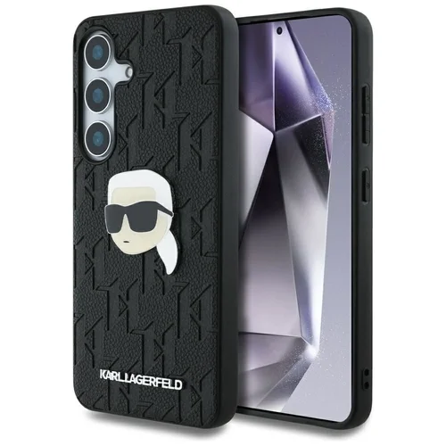Samsung Galaxy S25 telefontok - Karl Lagerfeld Monogram K. Head Pin - fekete hátlap tok