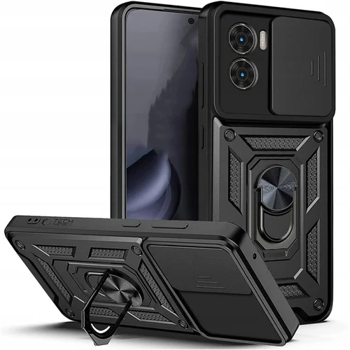 Xiaomi Poco X7 Pro 5G telefontok - Camshield - fekete szilikon tok, kitámasztó ujjgyűrűvel, csúsztatható kameravédővel ﻿