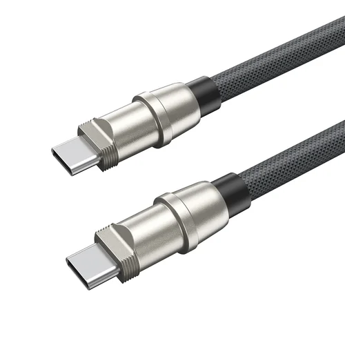 BWOO X310 - 2in1 Type-C / Type-C (USB-C) szövetkábel + tokba helyezhető nyakba akasztó - fekete, 1,2 m