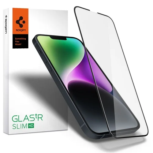 iPhone 13 üvegfólia - Spigen Glas.TR Slim HD - üvegfólia fekete kerettel