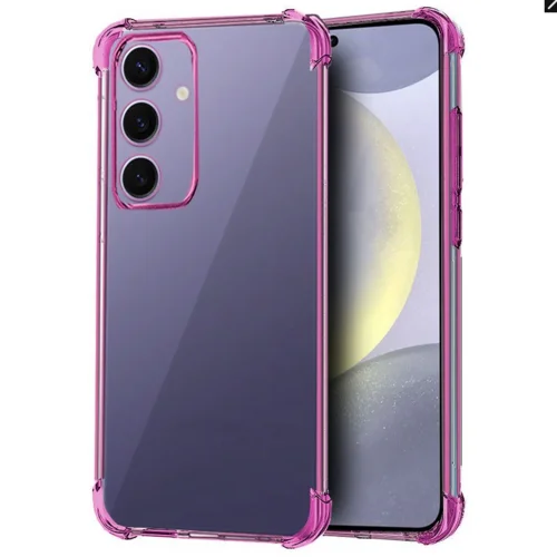 Telefontok Samsung Galaxy S25+ (S25 Plus) - Electro - ütésálló, átlátszó szilikon hátlap tok, pink kerettel