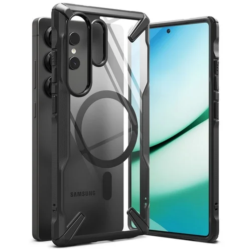Samsung Galaxy S25 Ultra telefontok - Ringke Fusion X Magnetic - Magsafe kompatibilis átlátszó ütésálló hátlap tok, fekete kerettel