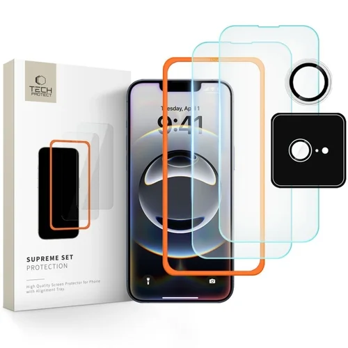 iPhone 16e üvegfólia - TECH-PROTECT Supreme - 2 db üvegfólia + 1db kamera üvegfólia