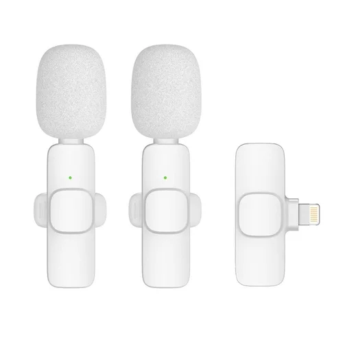 Lavalier K1 - 2db vezeték nélküli csíptethető mikrofon + Lightning csatlakozós vevőegység, fehér