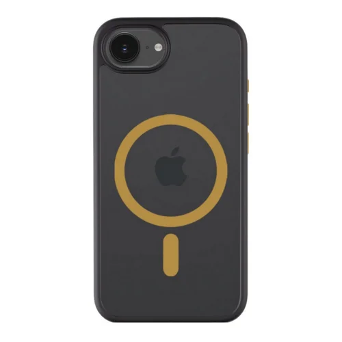 Telefontok Tactical MagForce - iPhone 16e - MagSafe kompatibilis áttetsző fekete/sárga műanyag hátlap tok