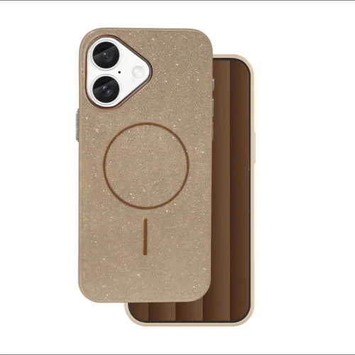 Telefontok iPhone 16 - Glitter barna csillámos magsafe kompatibilis szilikon hátlap tok