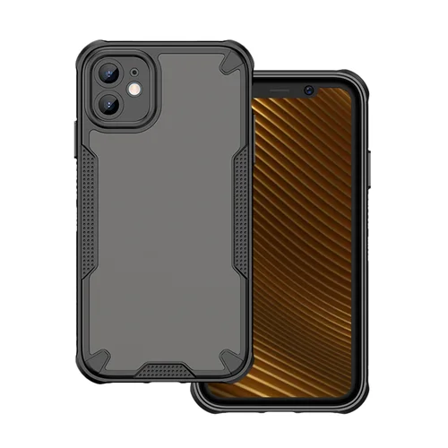 iPhone 11 telefontok - Defender Matt - fekete/áttetsző ütésálló hátlap tok
