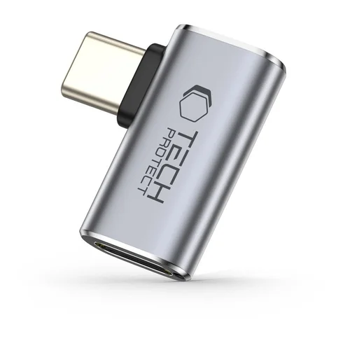 Tech-Protect Ultraboost Aa01 adapter- Type-C / Type-C (USB-C) porttal, 90°-ban elfordított, szürke
