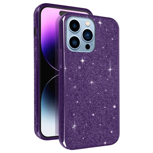 iPhone 15 Pro Max telefontok - Larte shiny - lila csillámos hátlap tok