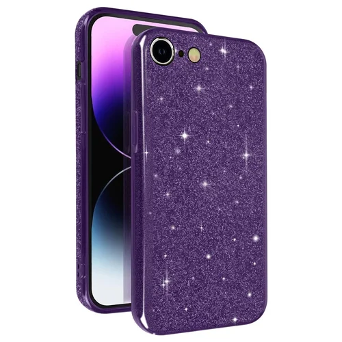 iPhone 7 / 8 telefontok - Larte shiny - lila csillámos hátlap tok