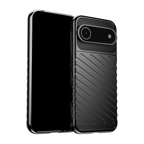 iPhone 17 Air telefontok - Thunder fekete ütésálló szilikon hátlap tok