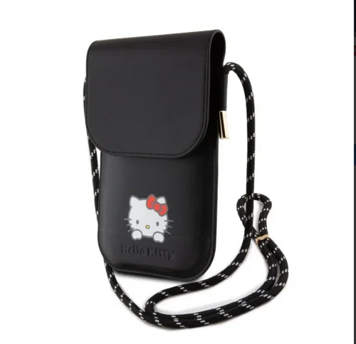 Hello Kitty - telefontartó táska, fekete