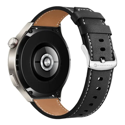 Huawei Watch GT 5 (46 mm) okosóra szíj - fekete eco bőr szíj (22 mm)