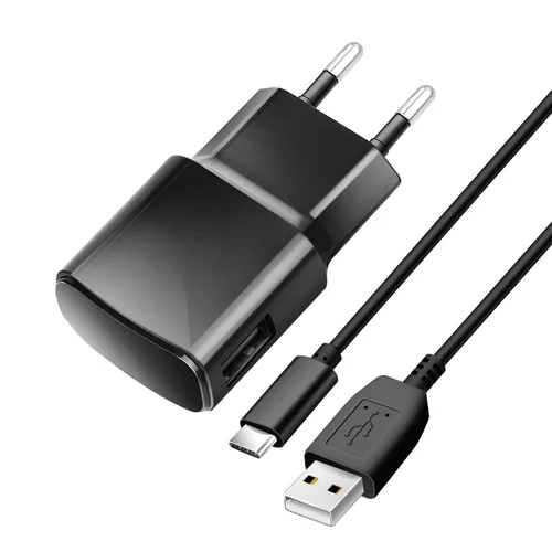 BlueStar TFK-TC-1100B töltő - univerzális fekete hálózati töltőfej 2A, 10W + USB / Type-C (USB-C) kábel, 1,13 m