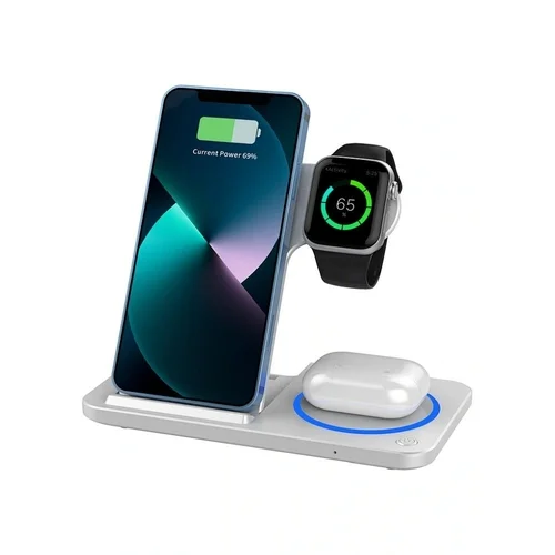 WiWU W020 - 3in1 fehér vezeték nélküli (Wireless) összecsukható töltőpad, 15W