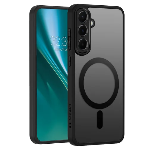 Telefontok Samsung Galaxy A56 5G - Etteri - áttetsző/fekete, MagSafe kompatibilis matt hátlap tok
