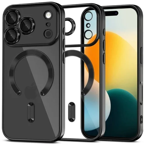 Telefontok iPhone 17 Pro Max - Tech-Protect Magflex - MagSafe kompatibilis átlátszó hátlap tok, fekete szilikon kerettel